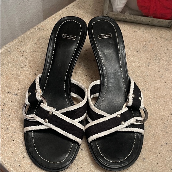 Coach Shoes - Coach Black and White Strappy Sandals
